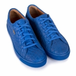 1004 Blue Women Croco Embossed Leather Sneaker Thumbnail