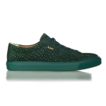 1008 Dark Green Women Croco Embossed Leather Sneaker Thumbnail