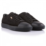 123 BLACK HONEYCOMB EMBOSSED LEATHER SNEAKER, With CAP TOE Thumbnail