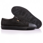 123 BLACK HONEYCOMB EMBOSSED LEATHER SNEAKER, With CAP TOE Thumbnail