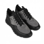 Flex 03 Black and Gray Leather Sneaker Thumbnail