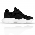 FLY 01 Black Stretch Leather Sneaker Thumbnail