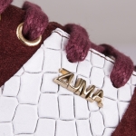 Z4 White Croco Strip Embossed Claret Red Leather Sneaker Thumbnail