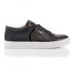 301 BLACK MINI CROCO EMBOSSED LEATHER SNEAKER Thumbnail