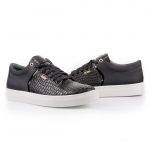 301 BLACK MINI CROCO EMBOSSED LEATHER SNEAKER Thumbnail