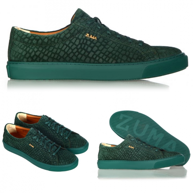 108 DARK GREEN CROCO EMBOSSED LEATHER SNEAKER