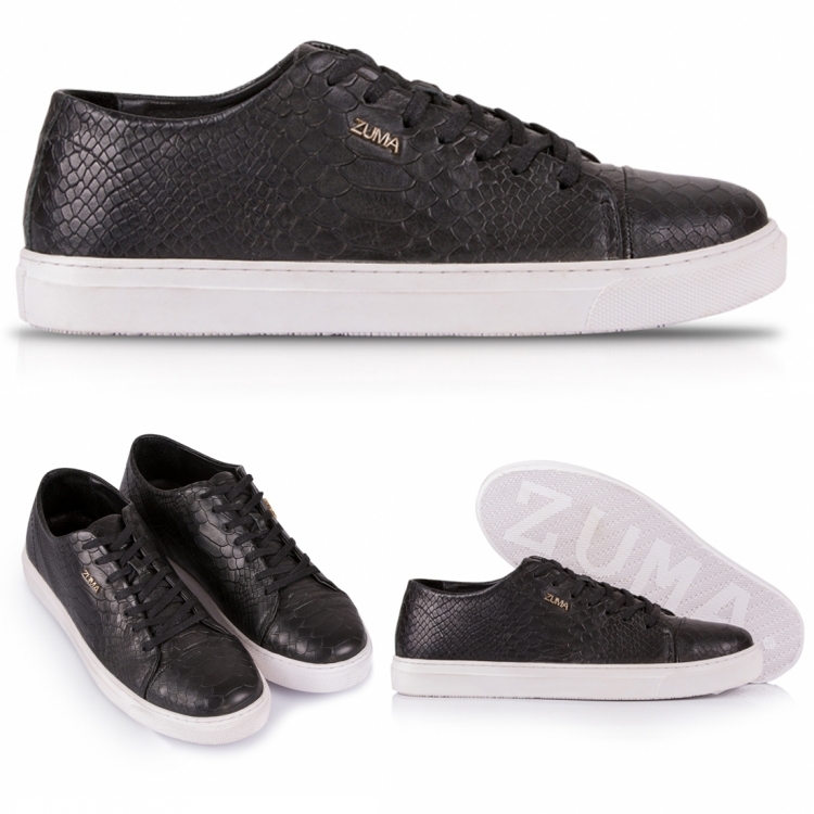1015 Black Women Python Embossed Leather Sneaker