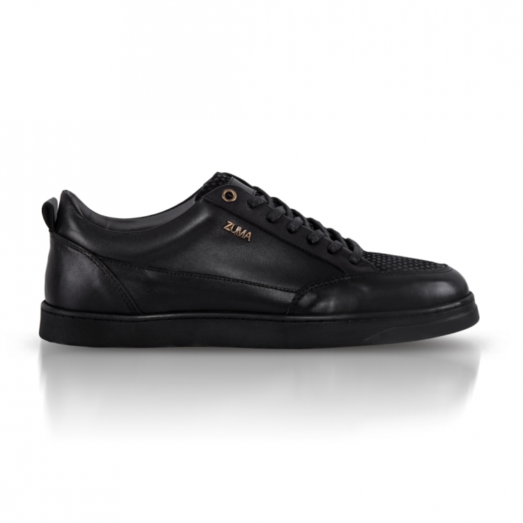209 BLACK / START PATTERN LEATHER SNEAKERS