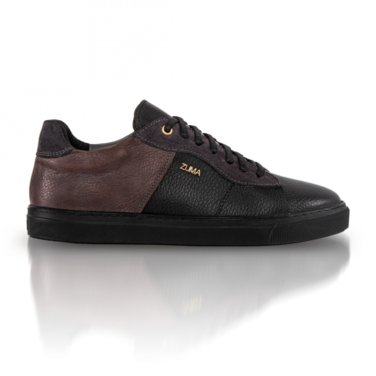 208 Black Brown Colorblocked Leather Sneakers