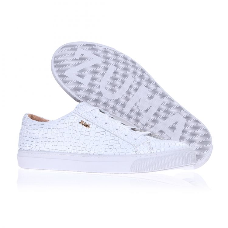 1024 White Women Mini Croco Embossed Leather Sneaker