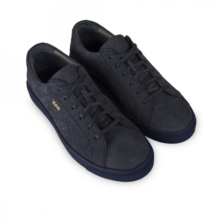 103 NAVY BLUE STINGRAY EMBOSSED LEATHER SNEAKER 