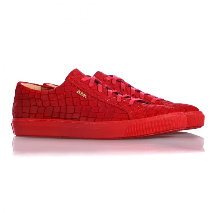 sail Warehouse cricket 105 RED CROCO EMBOSSED LEATHER SNEAKER - ZUMA SHOES Fashion in Sneakers