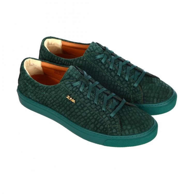 Plague A lot of nice good automaton 1008 Dark Green Women Croco Embossed Leather Sneaker - ZUMA SHOES Fashion  in Sneakers