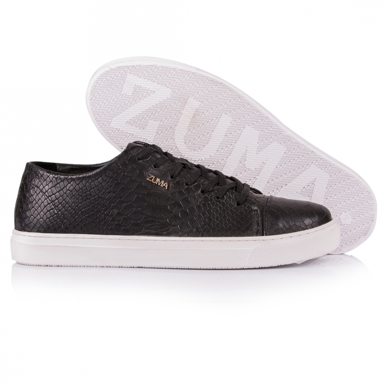 1015 Black Women Python Embossed Leather Sneaker