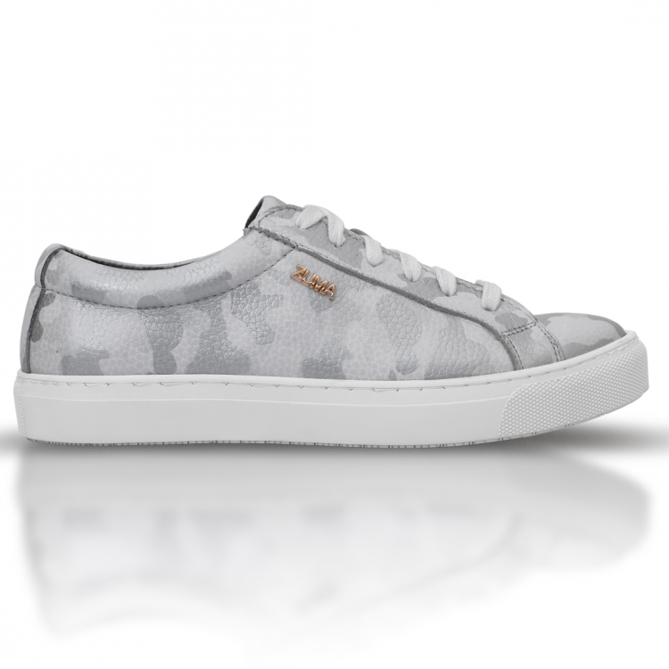 1028 White Camouflage Embossed Leather Sneaker
