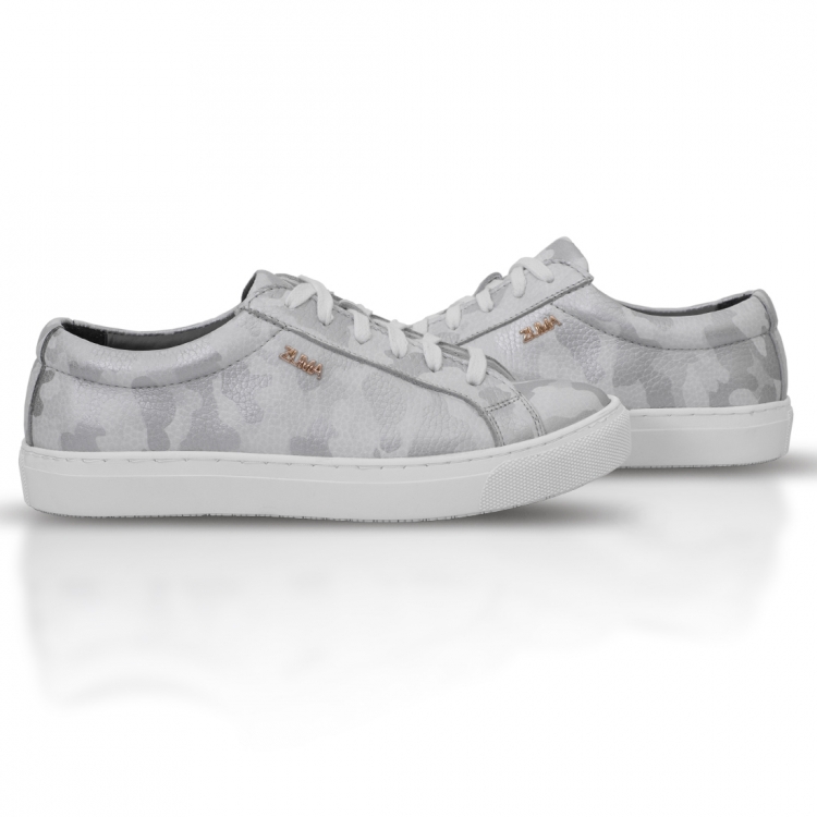 1028 White Camouflage Embossed Leather Sneaker