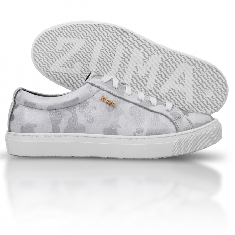 1028 White Camouflage Embossed Leather Sneaker