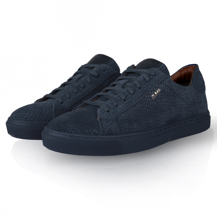 204 Blue Mini Croco Embossed Leather Sneaker
