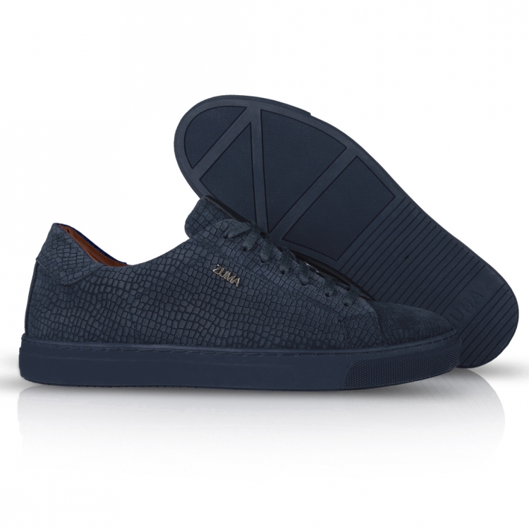 204 Blue Mini Croco Embossed Leather Sneaker