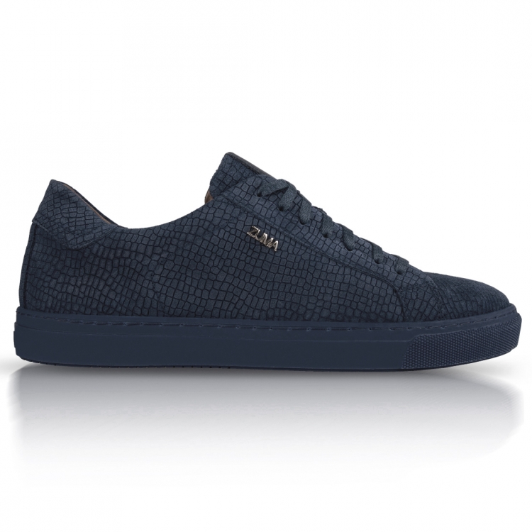 204 Blue Mini Croco Embossed Leather Sneaker
