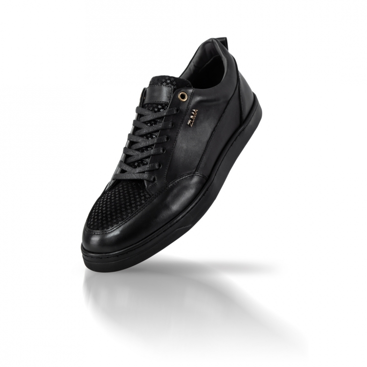 209 BLACK / START PATTERN LEATHER SNEAKERS