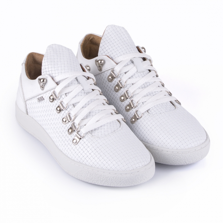 Zuma 511 White Wicker Embossed Leather Sneaker