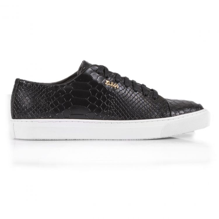 1015 Black Women Python Embossed Leather Sneaker