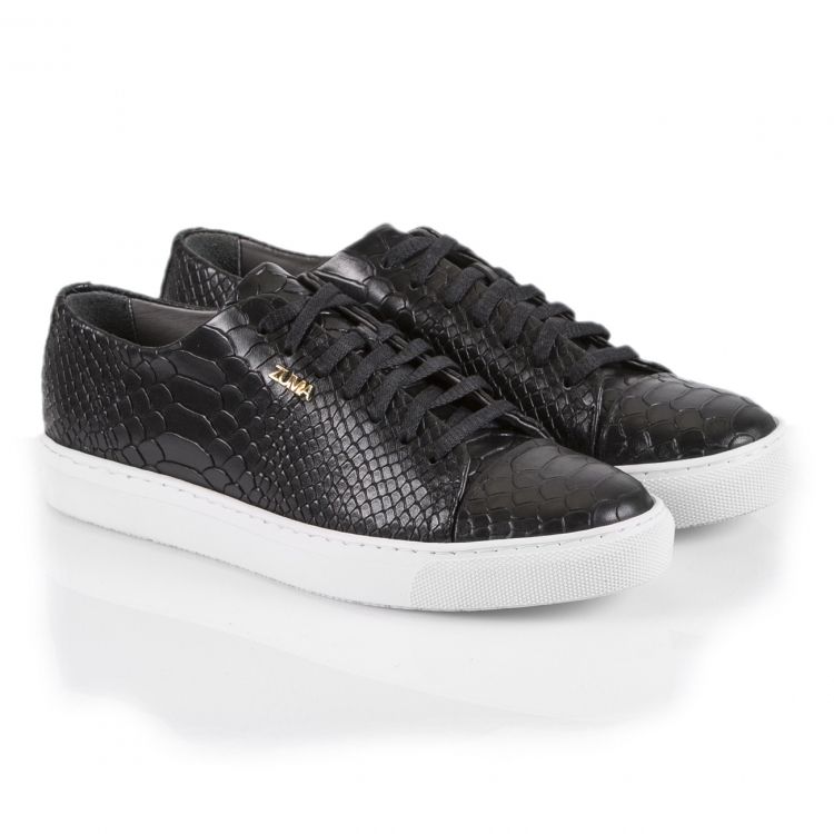 1015 Black Women Python Embossed Leather Sneaker
