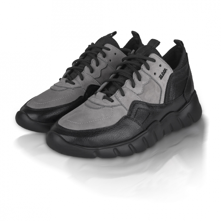 Flex 03 Black and Gray Leather Sneaker