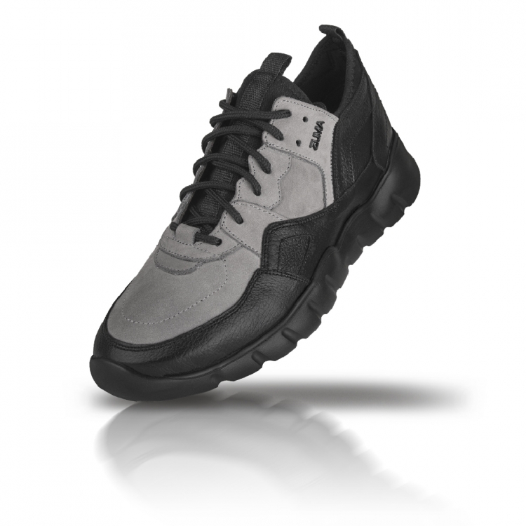 Flex 03 Black and Gray Leather Sneaker
