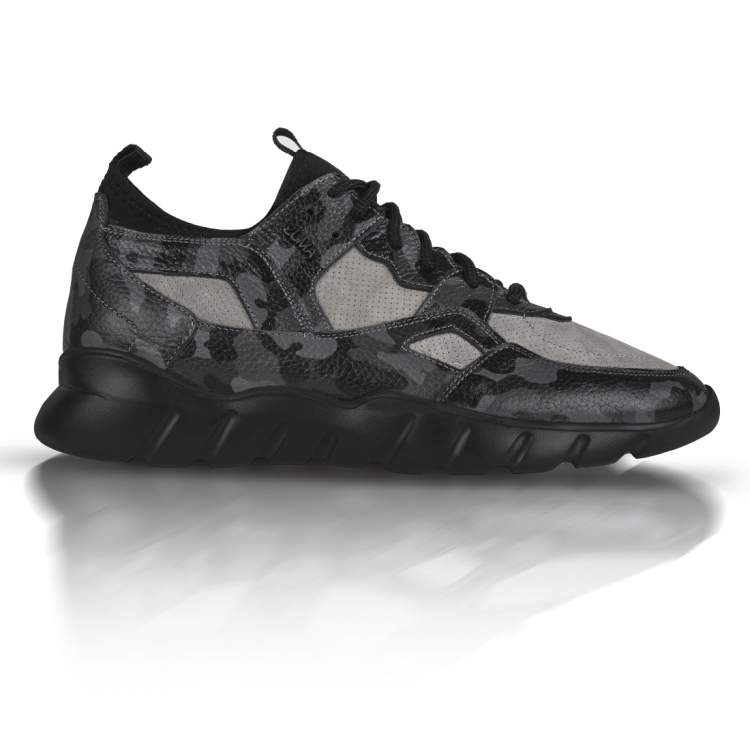 Flex 04 Black Camouflage Embossed Leather Sneaker