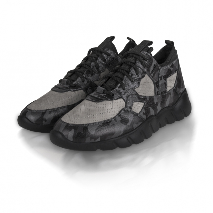 Flex 04 Black Camouflage Embossed Leather Sneaker