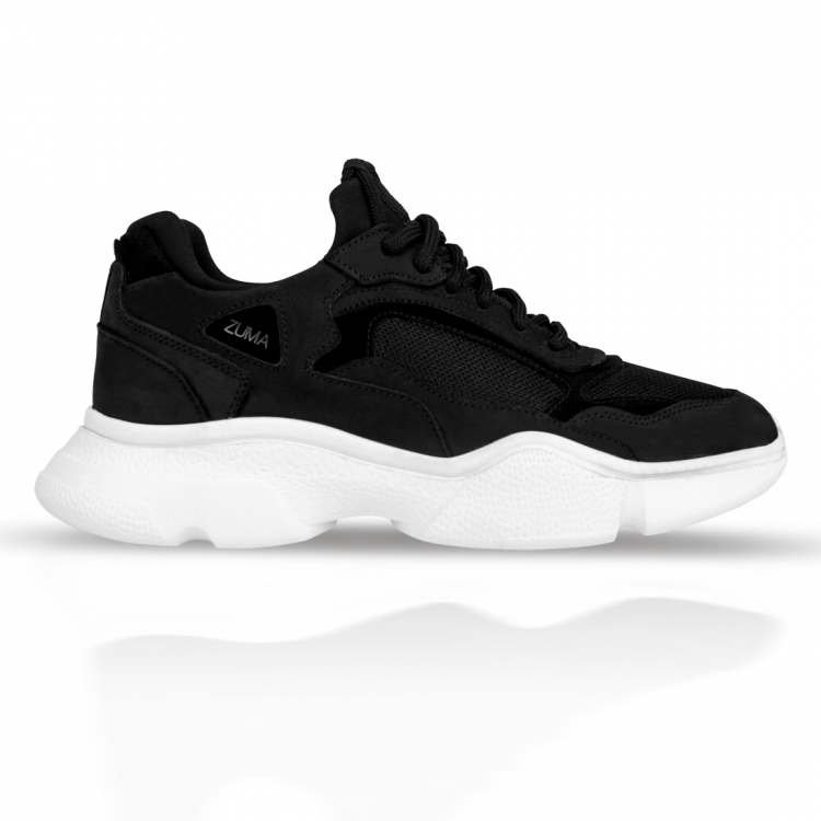 FLY 01 Black Stretch Leather Sneaker
