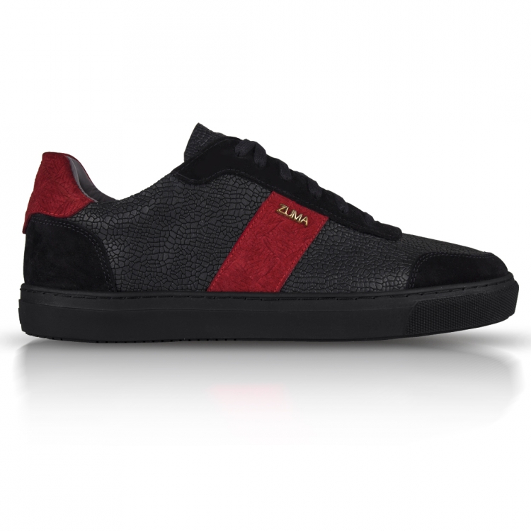 203 Black&Red Pieced Leather Sneaker