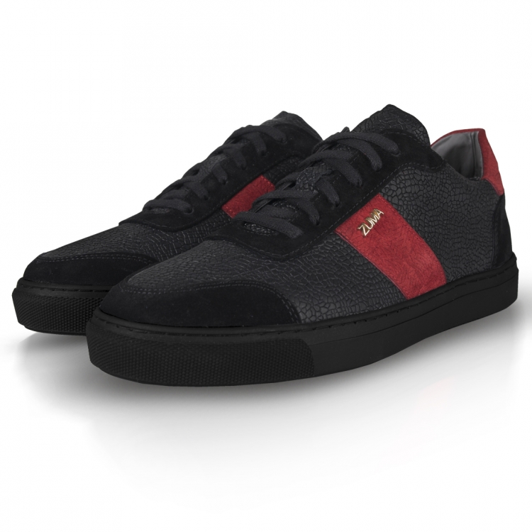 203 Black&Red Pieced Leather Sneaker