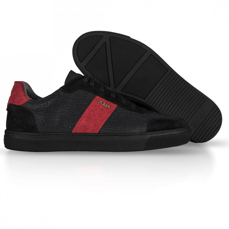 203 Black&Red Pieced Leather Sneaker