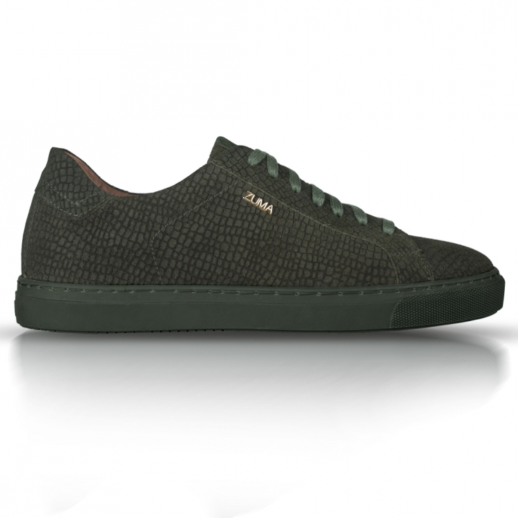 202 Khaki Mini Croco Embossed Leather Sneaker