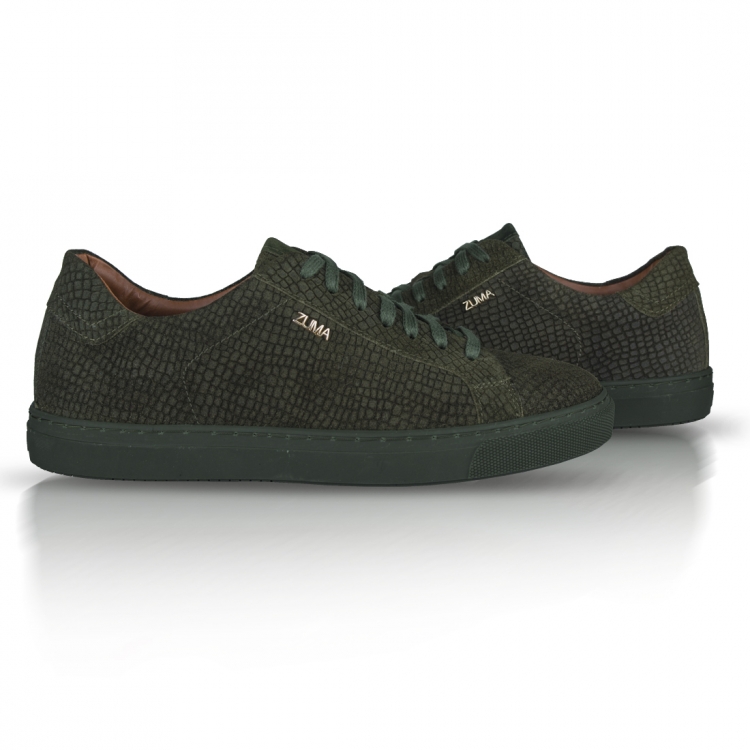 202 Khaki Mini Croco Embossed Leather Sneaker
