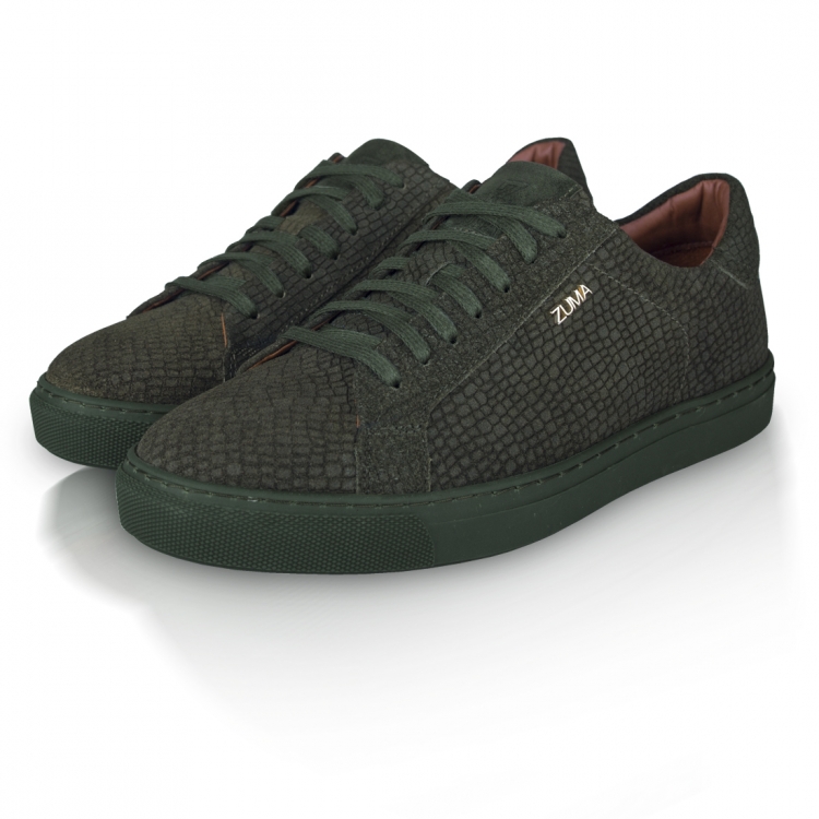 202 Khaki Mini Croco Embossed Leather Sneaker