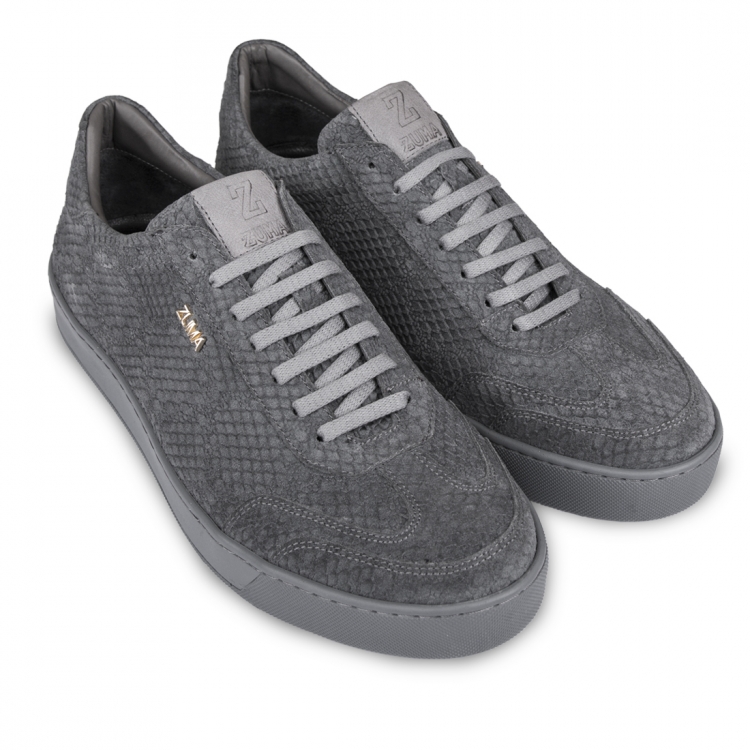 Z6 Gray Cobra Embossed Leather Sneaker