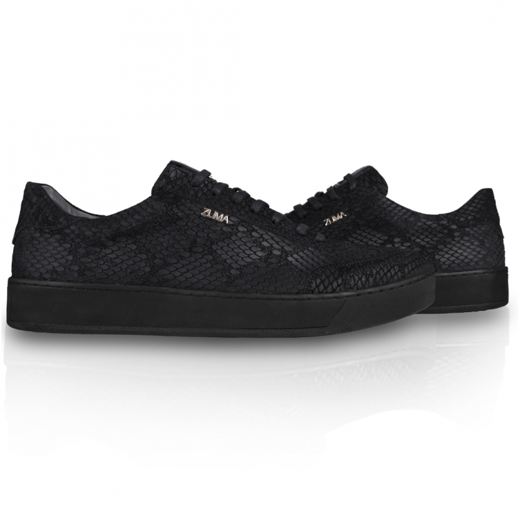 Z7 Black Cobra Embossed Leather Sneaker