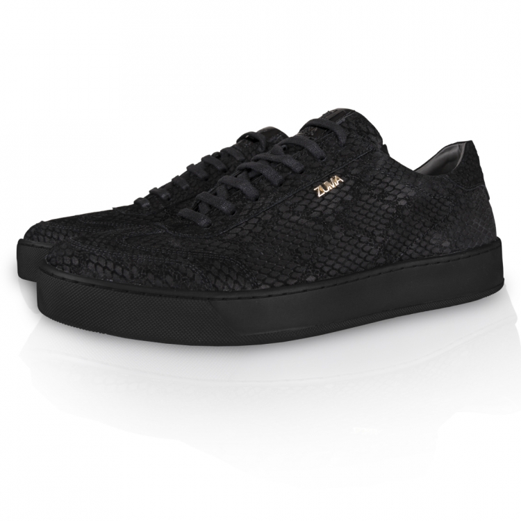 Z7 Black Cobra Embossed Leather Sneaker