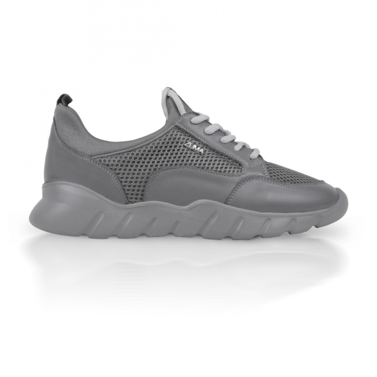 Flex 06 Gray Net Embossed Leather Sneaker