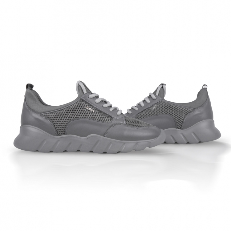 Flex 06 Gray Net Embossed Leather Sneaker
