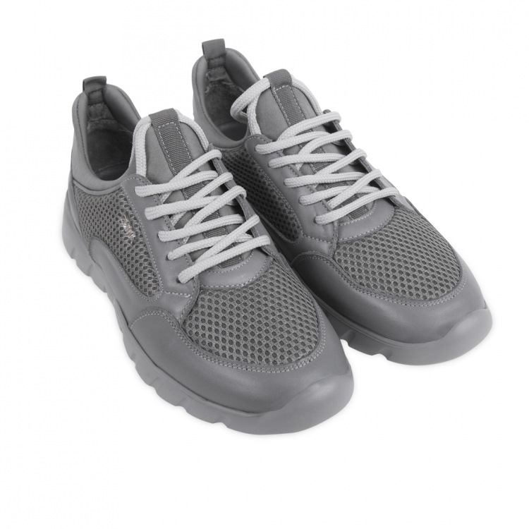 Flex 06 Gray Net Embossed Leather Sneaker