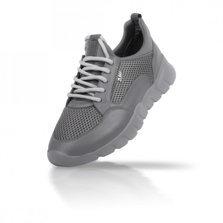 Flex 06 Gray Net Embossed Leather Sneaker