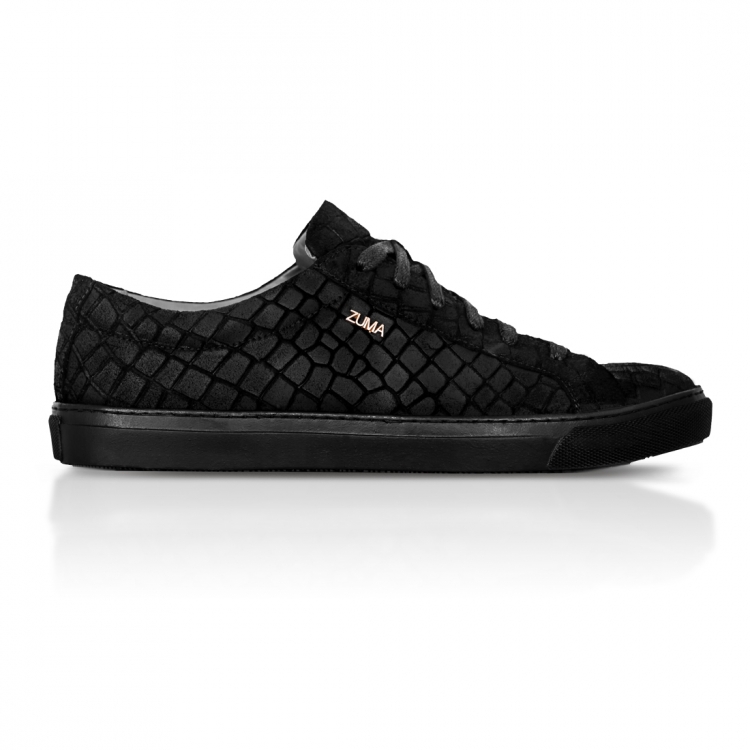 New 106 Black Croco Embossed Leather Sneaker