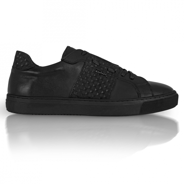 Relax 02 Black 3d Pyramid Embossed Leather Sneaker