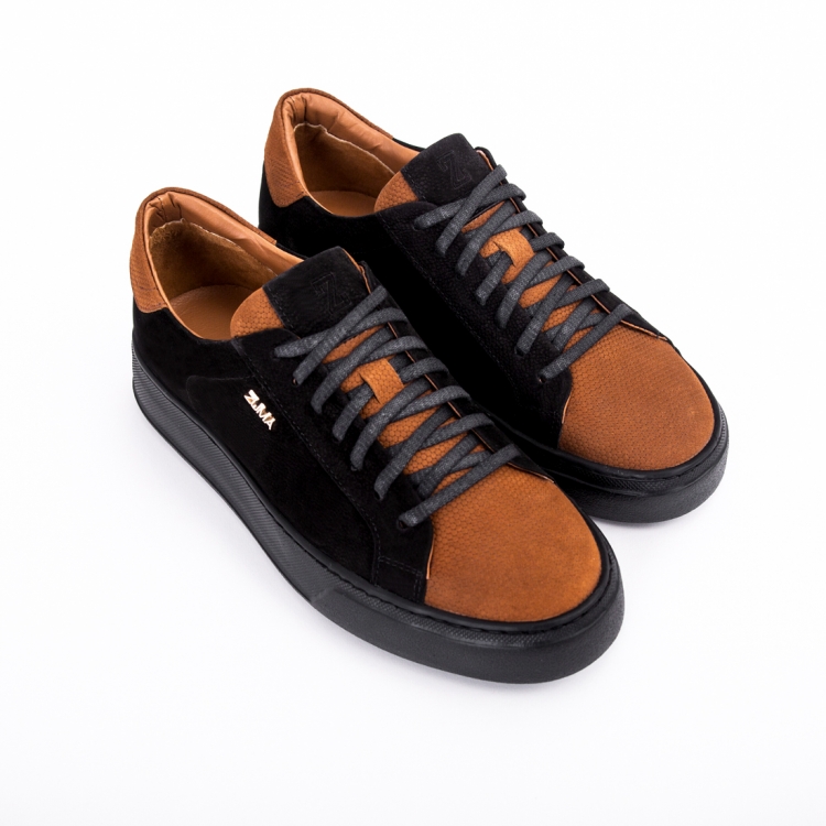 MAX 01 MUSTARD HALF EMBOSSED LEATHER SNEAKER