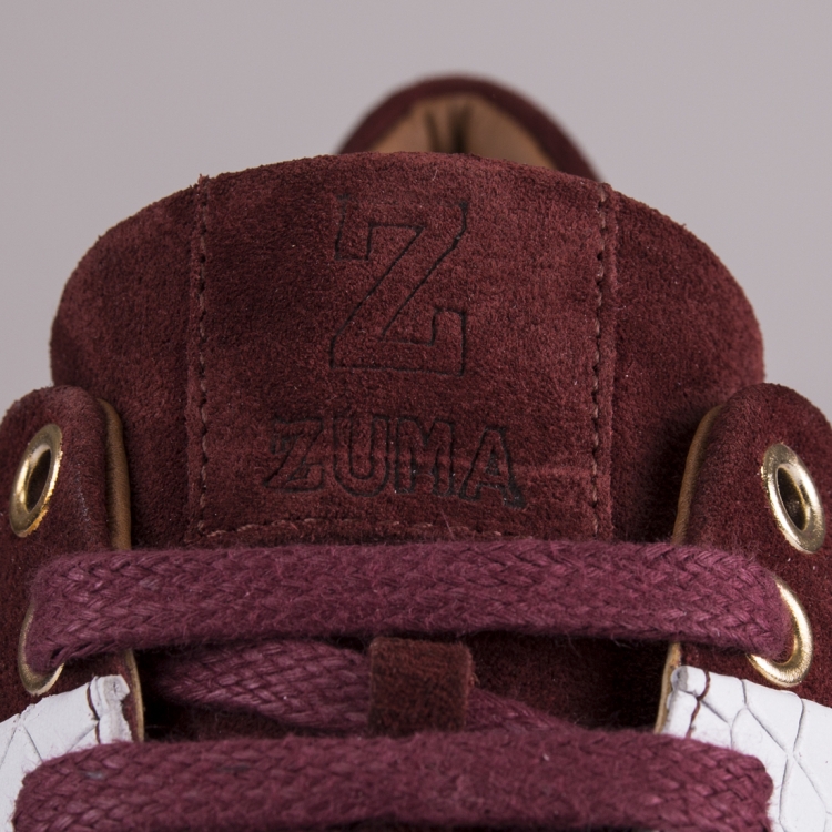 Z4 White Croco Strip Embossed Claret Red Leather Sneaker